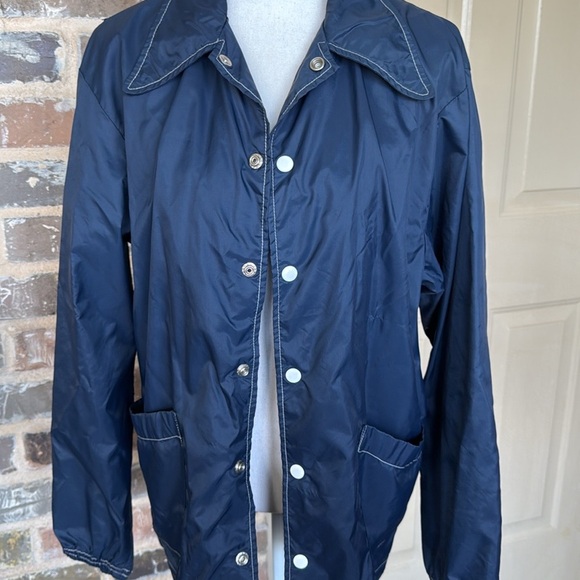 VTG McGregor Union Made 60s Rain Drizzler Jacket Navy White Dagger Collar Sz M - Picture 2 of 9